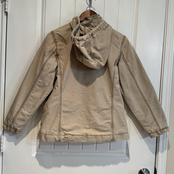 Carhartt Canvas Hooded Jacket Tan Quilted Lined Zip Front Women's XS (0/2) - Picture 5 of 16